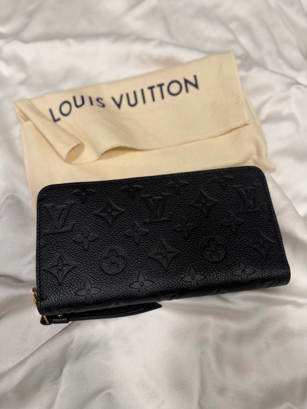 Louis Vuitton Black Embossed Monogram Zip Wallet